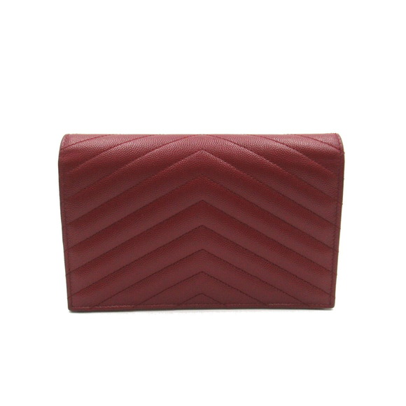 Saint Laurent Yves Chain Bag Bordeaux Shoulder Leather Wallet - Picture 1 of 10